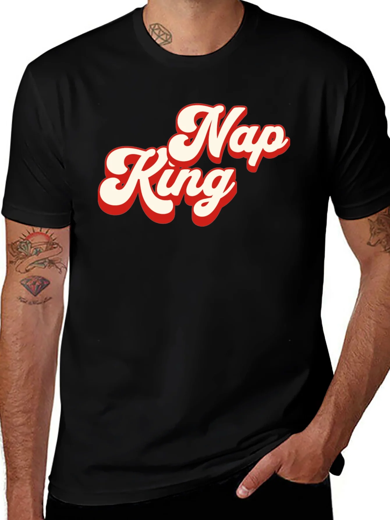 Camiseta Negra Nap King Estilo Retro