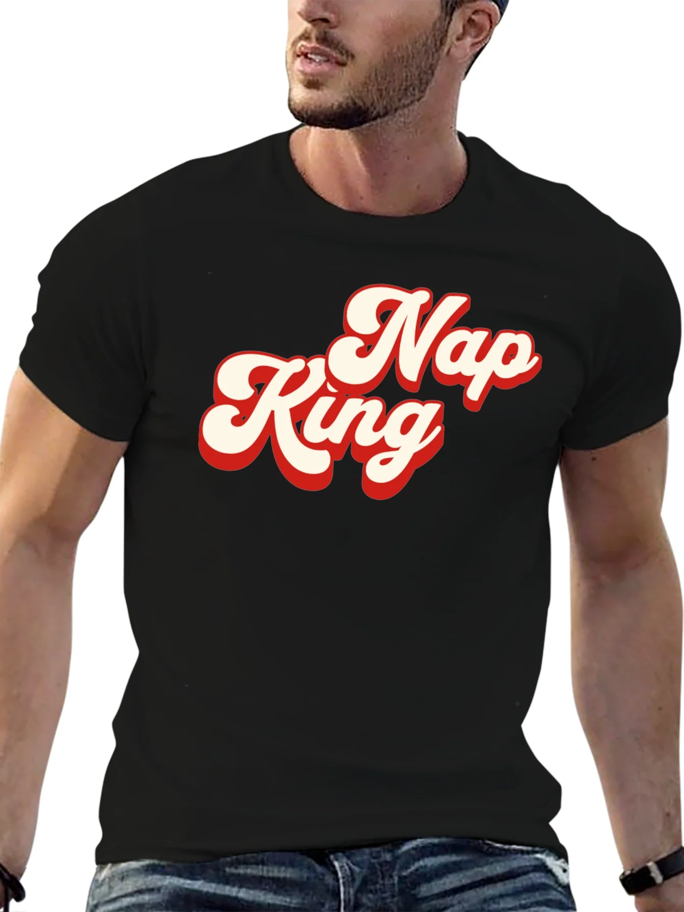 Camiseta Negra Nap King Estilo Retro