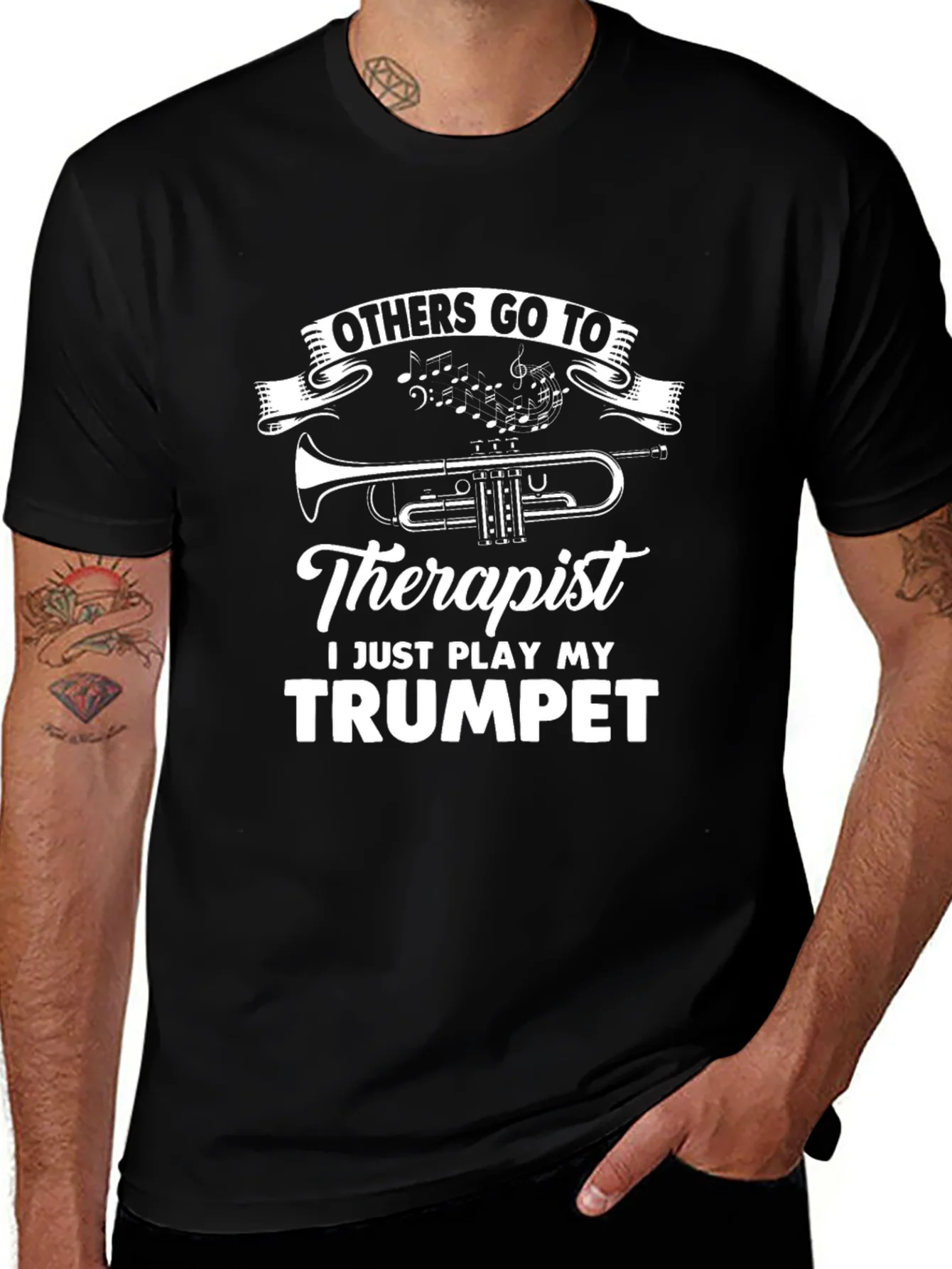 Camiseta Negra Trompeta Terapia