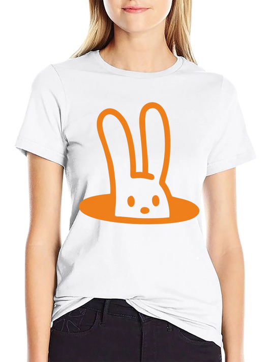 Rebbecca Funny Rabbit Hole T-Shirt - Black Cotton Tee