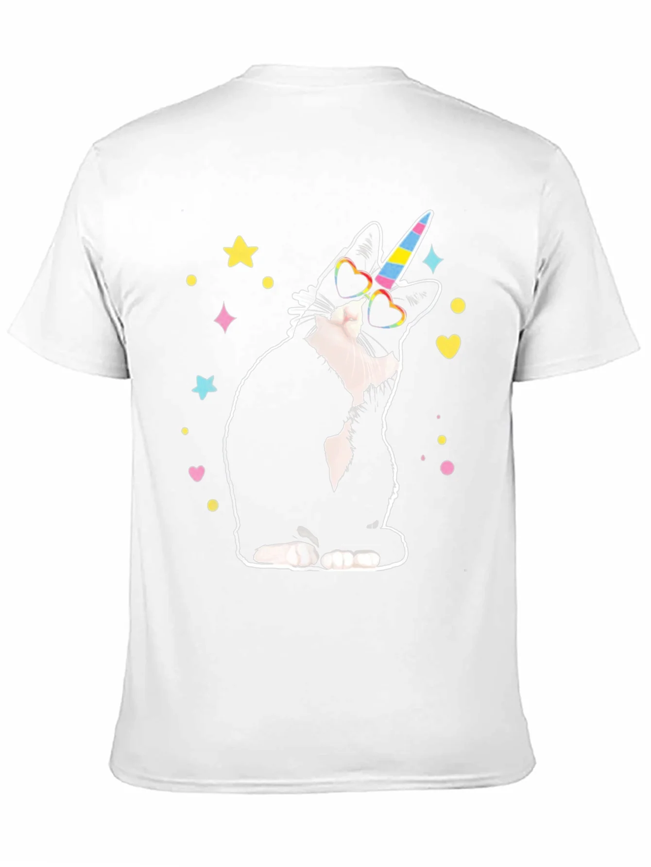 Camiseta Negra Gato Unicornio Divertido