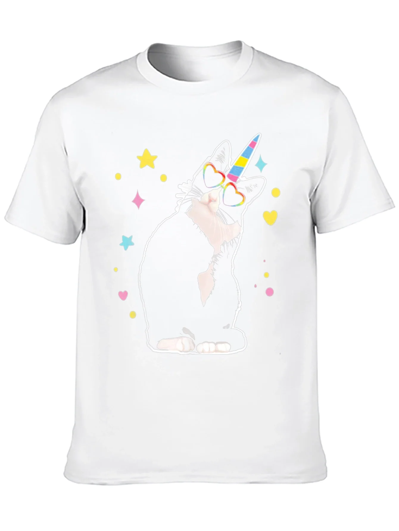 Camiseta Negra Gato Unicornio Divertido