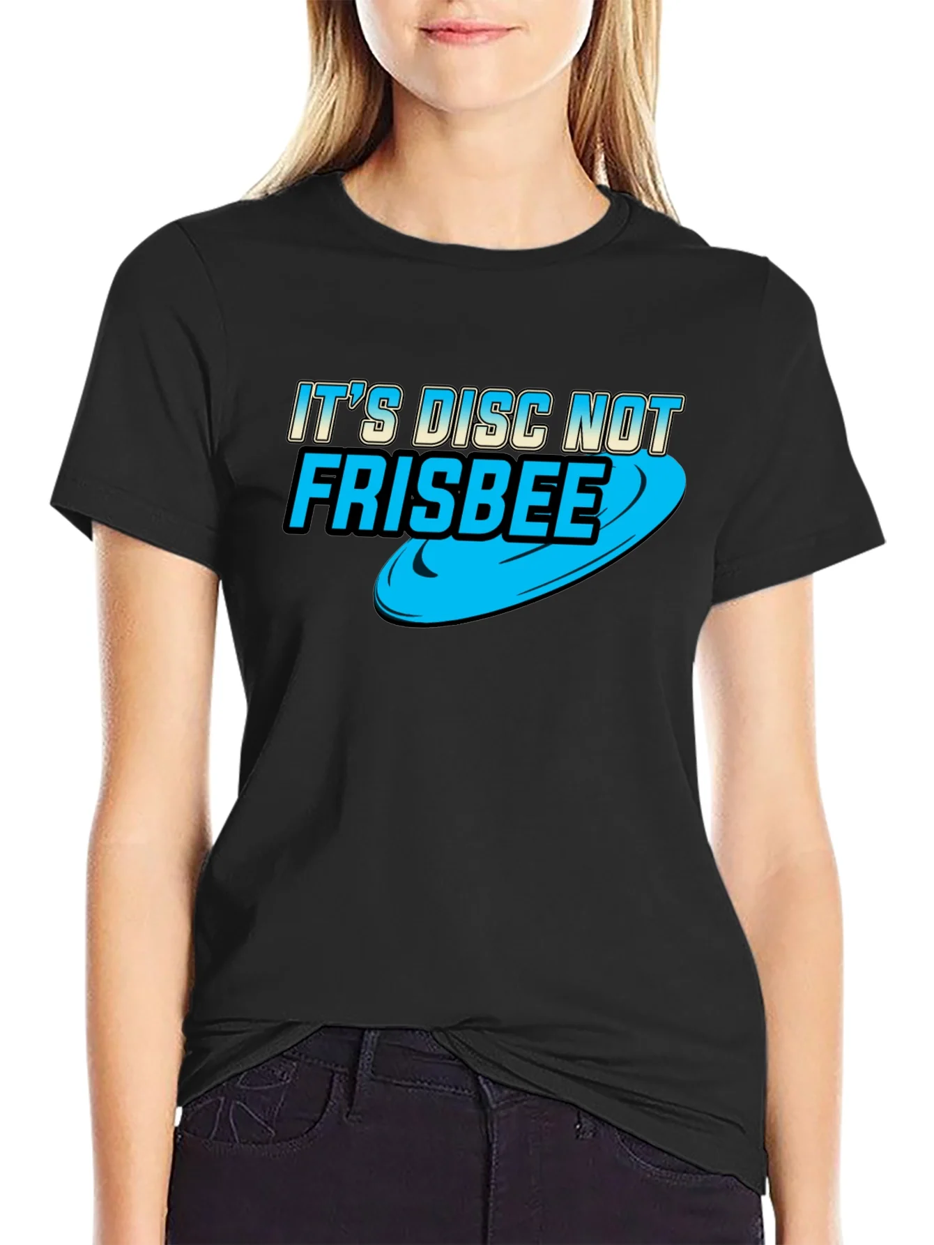 Rebbecca Its Disc Not Frisbee - Black Cotton Tee