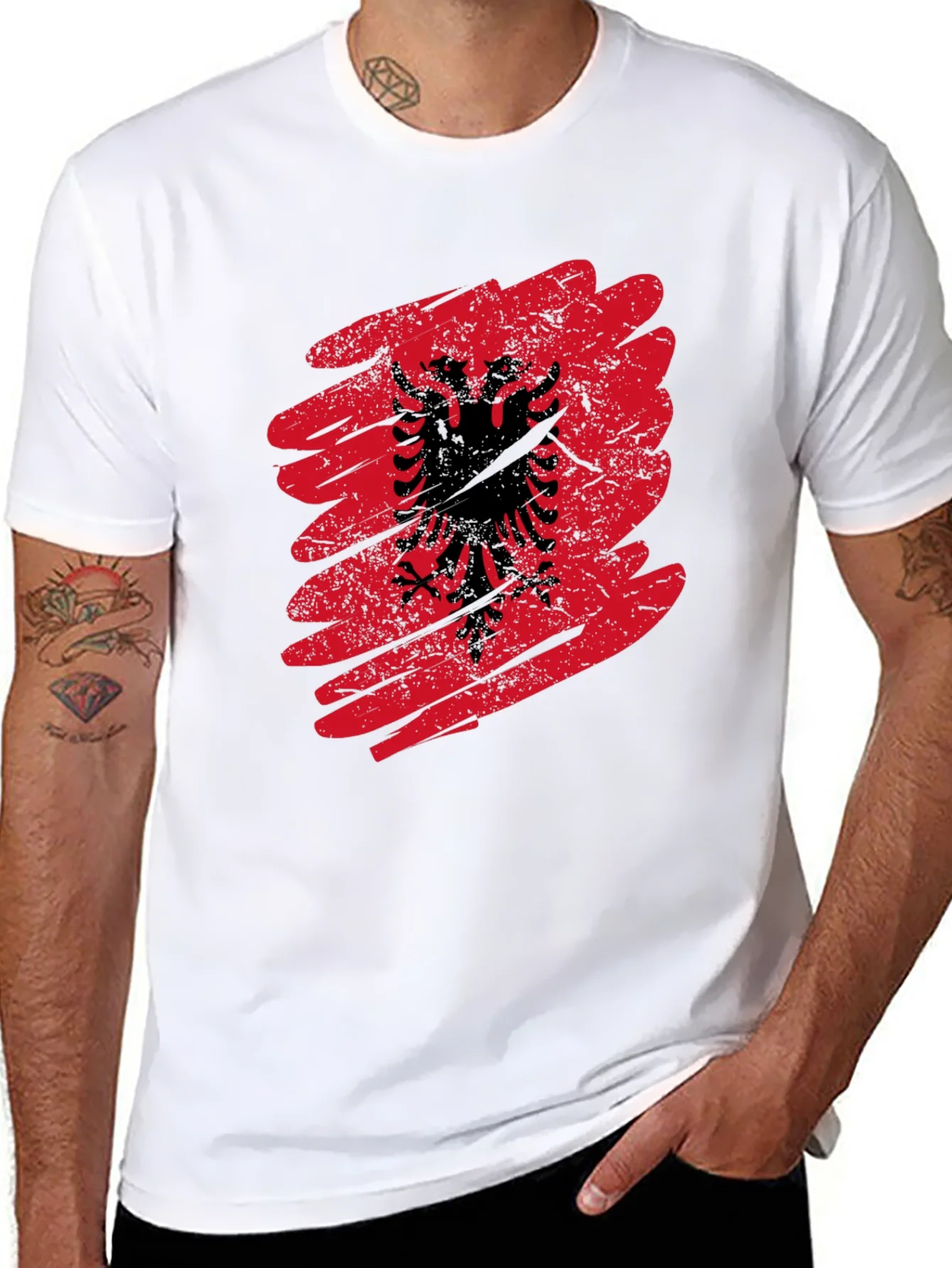 Rebbecca Albania Flag Graphic Tee - Mens Black T-Shirt