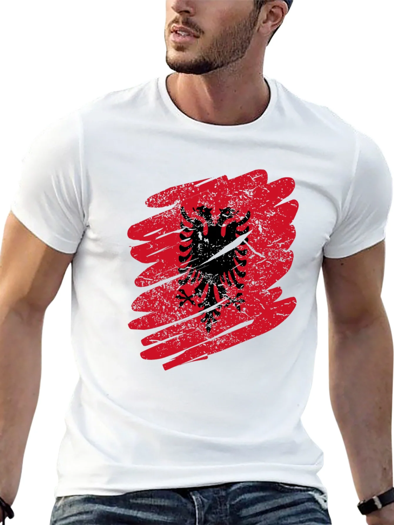 Rebbecca Albania Flag Graphic Tee - Mens Black T-Shirt