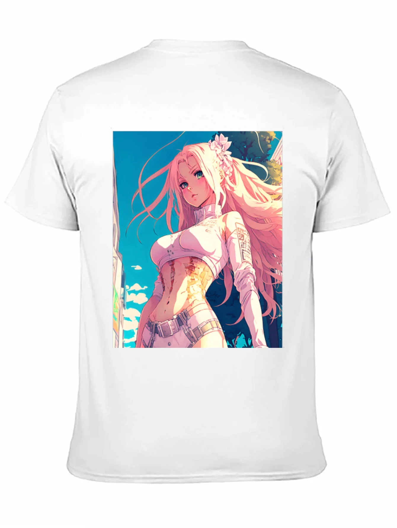 Camiseta Negra con Dise?o Anime de Chica