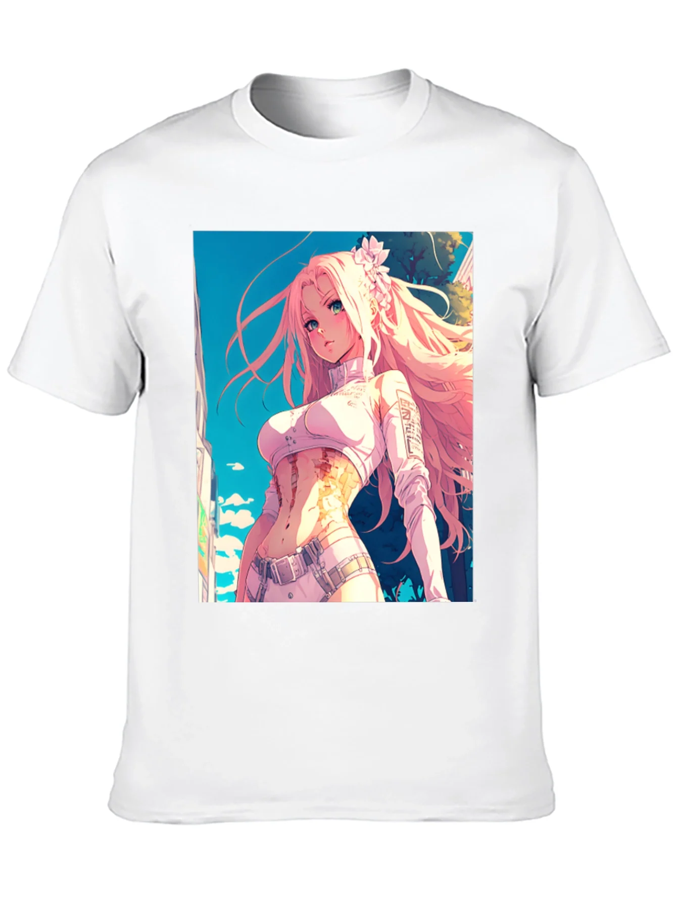 Camiseta Negra con Dise?o Anime de Chica