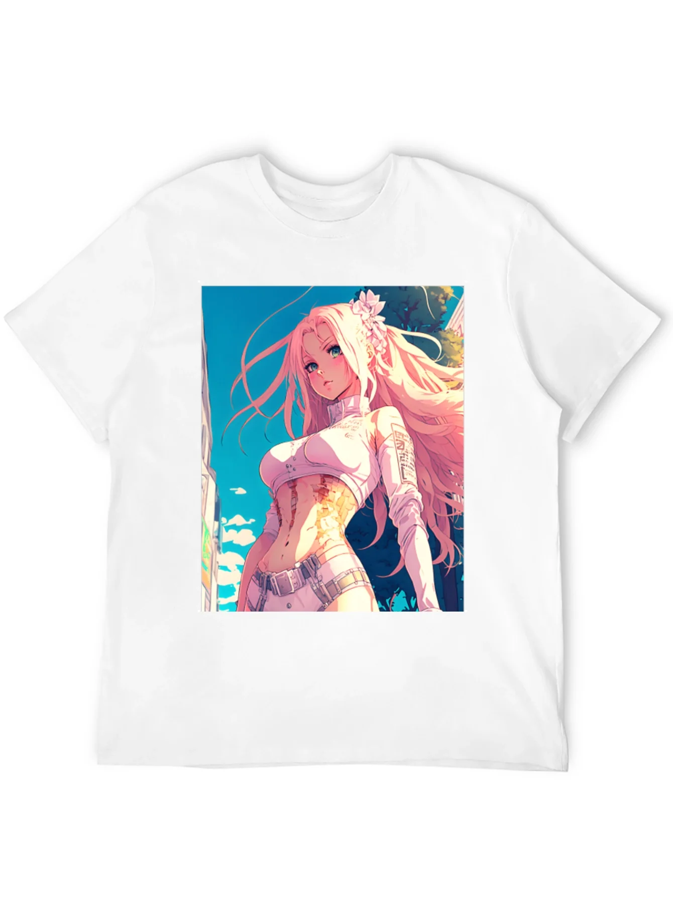 Camiseta Negra con Dise?o Anime de Chica