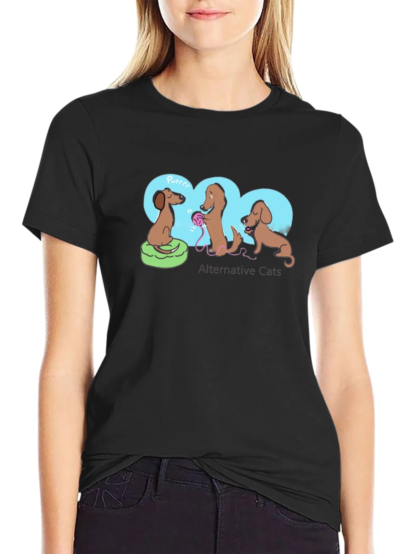 Rebbecca Dachshund Alternative Cats Graphic Tee