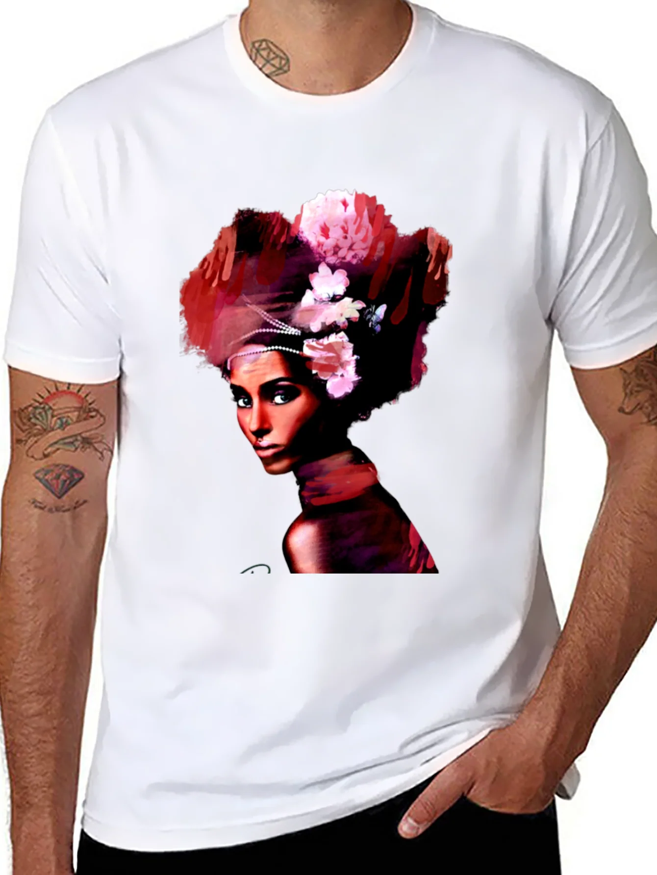 Camiseta Negra con Dise?o Art¨ªstico de Mujer