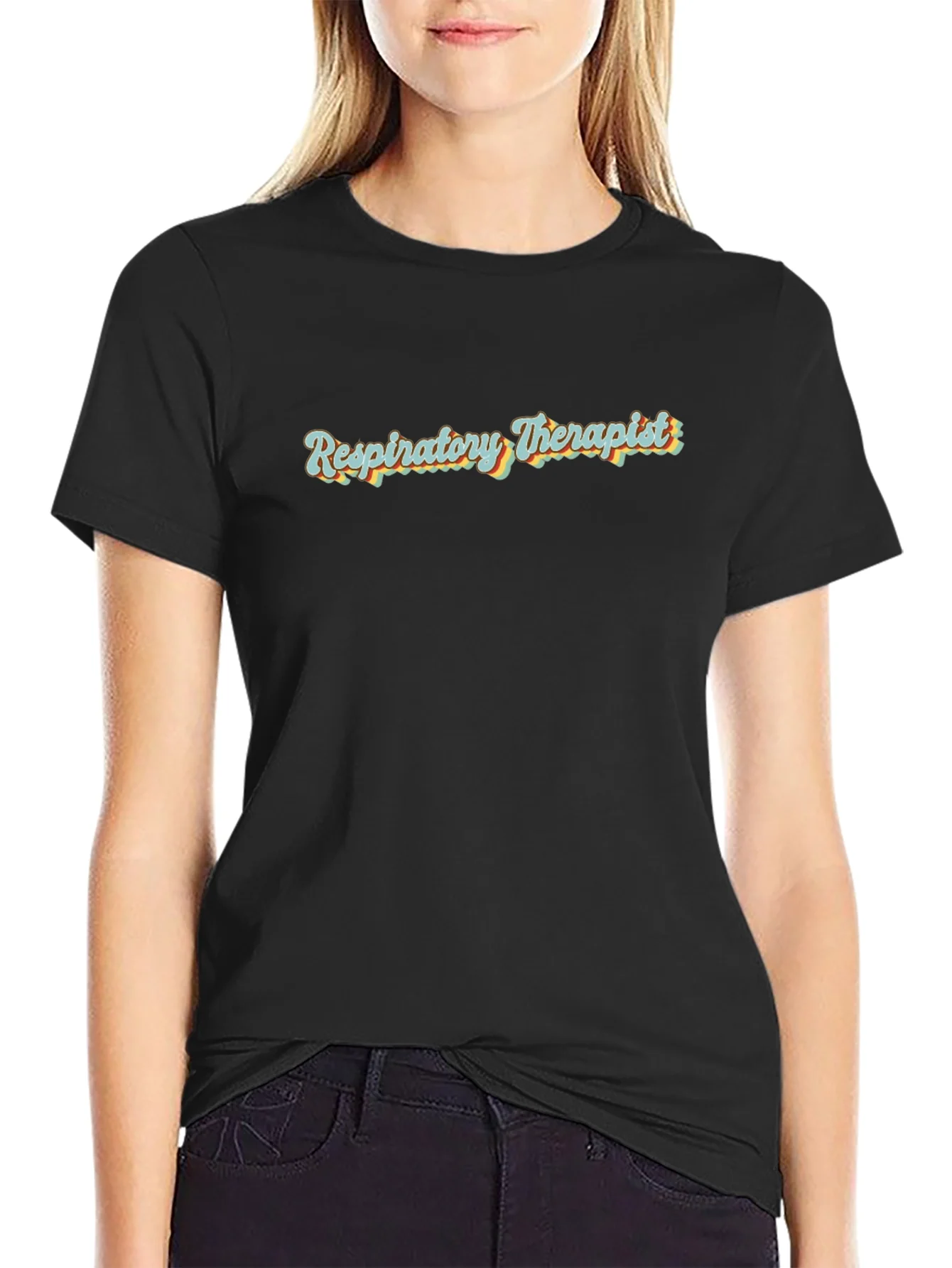 Camiseta Negra Terapeuta Respiratorio Retro