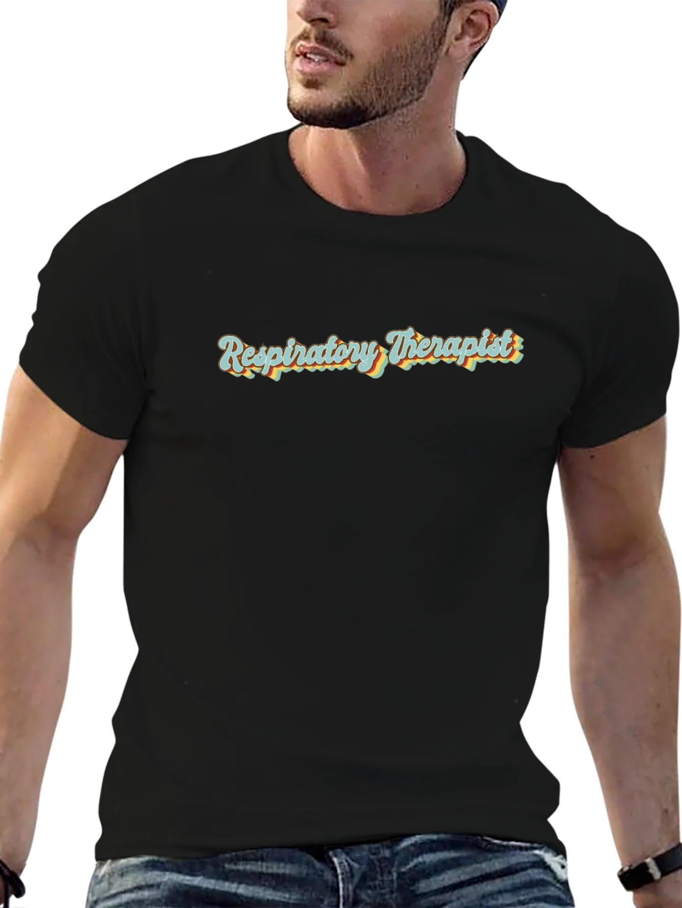 Camiseta Negra Terapeuta Respiratorio Retro