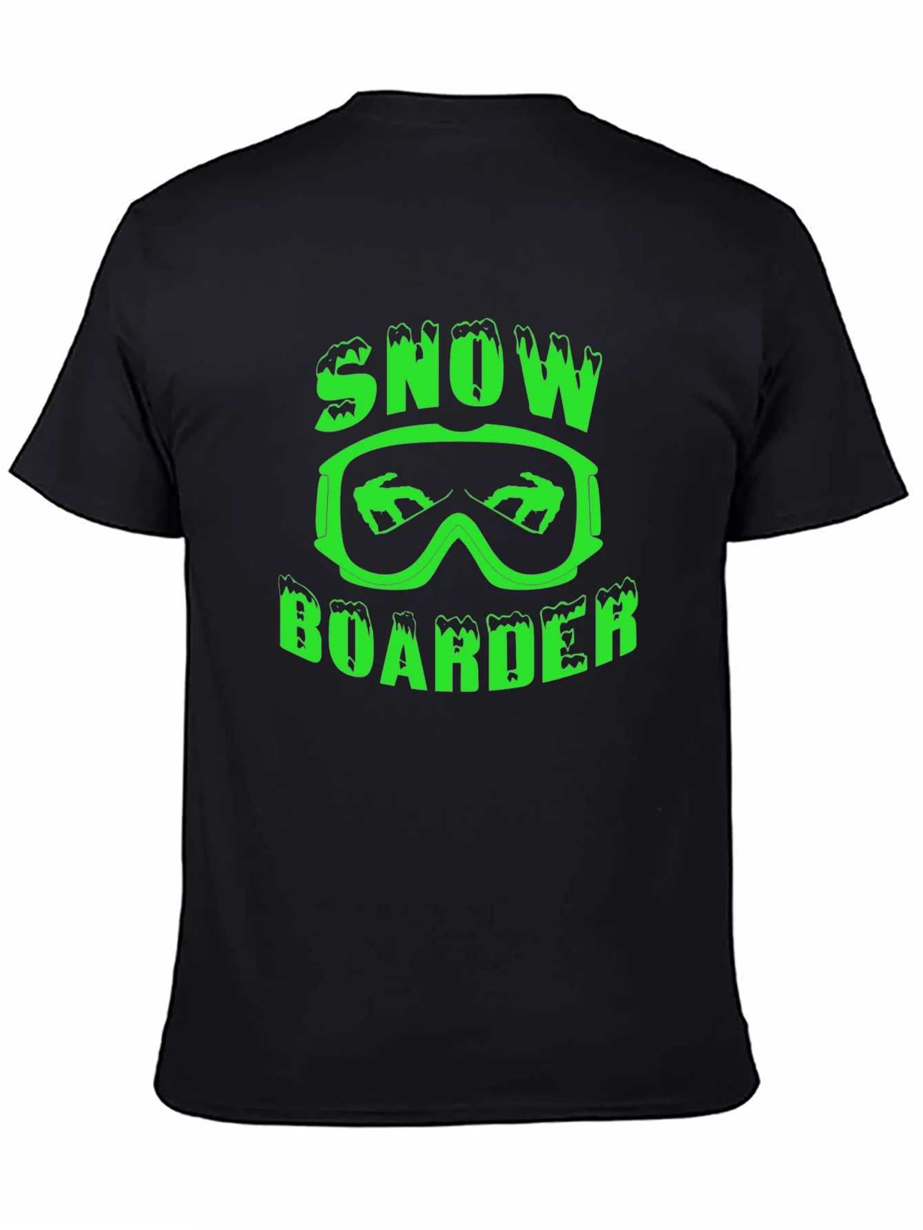 Camiseta Negra Snow Boarder Dise?o Gr¨¢fico ¨²nico