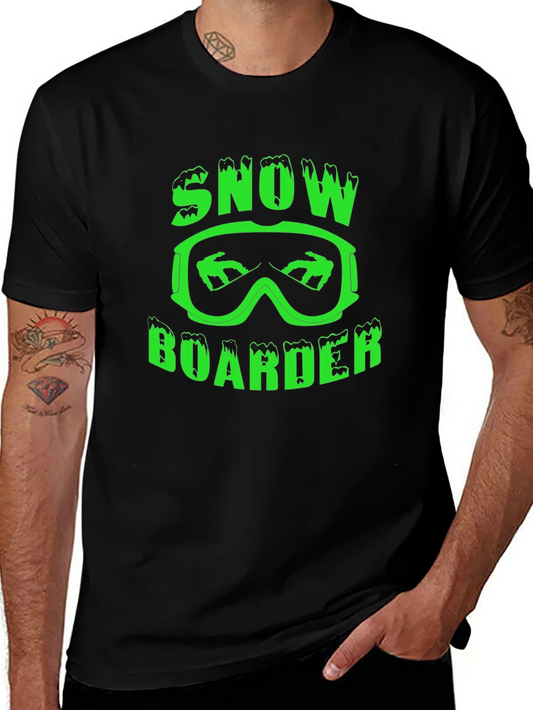 Camiseta Negra Snow Boarder Dise?o Gr¨¢fico ¨²nico