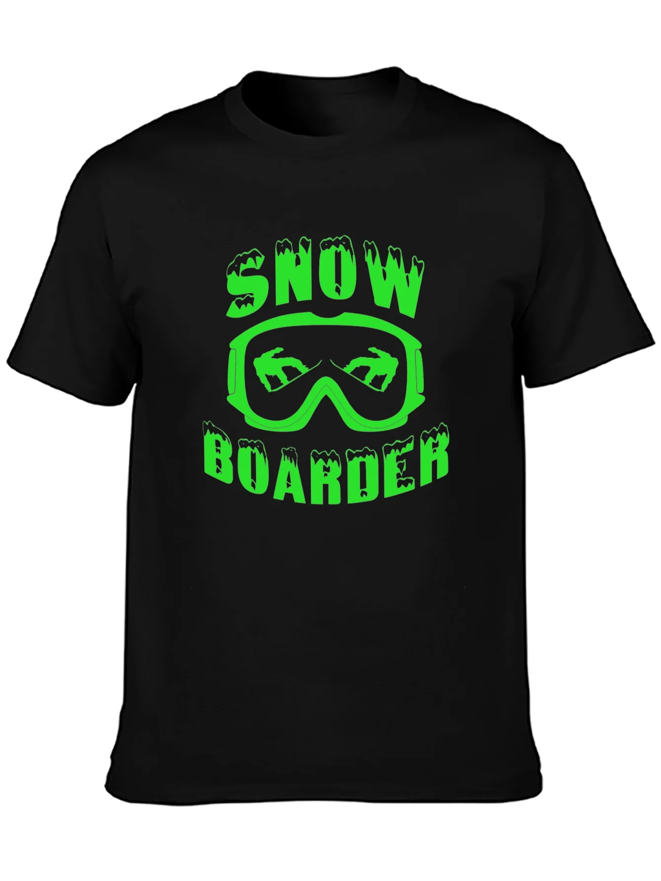Camiseta Negra Snow Boarder Dise?o Gr¨¢fico ¨²nico