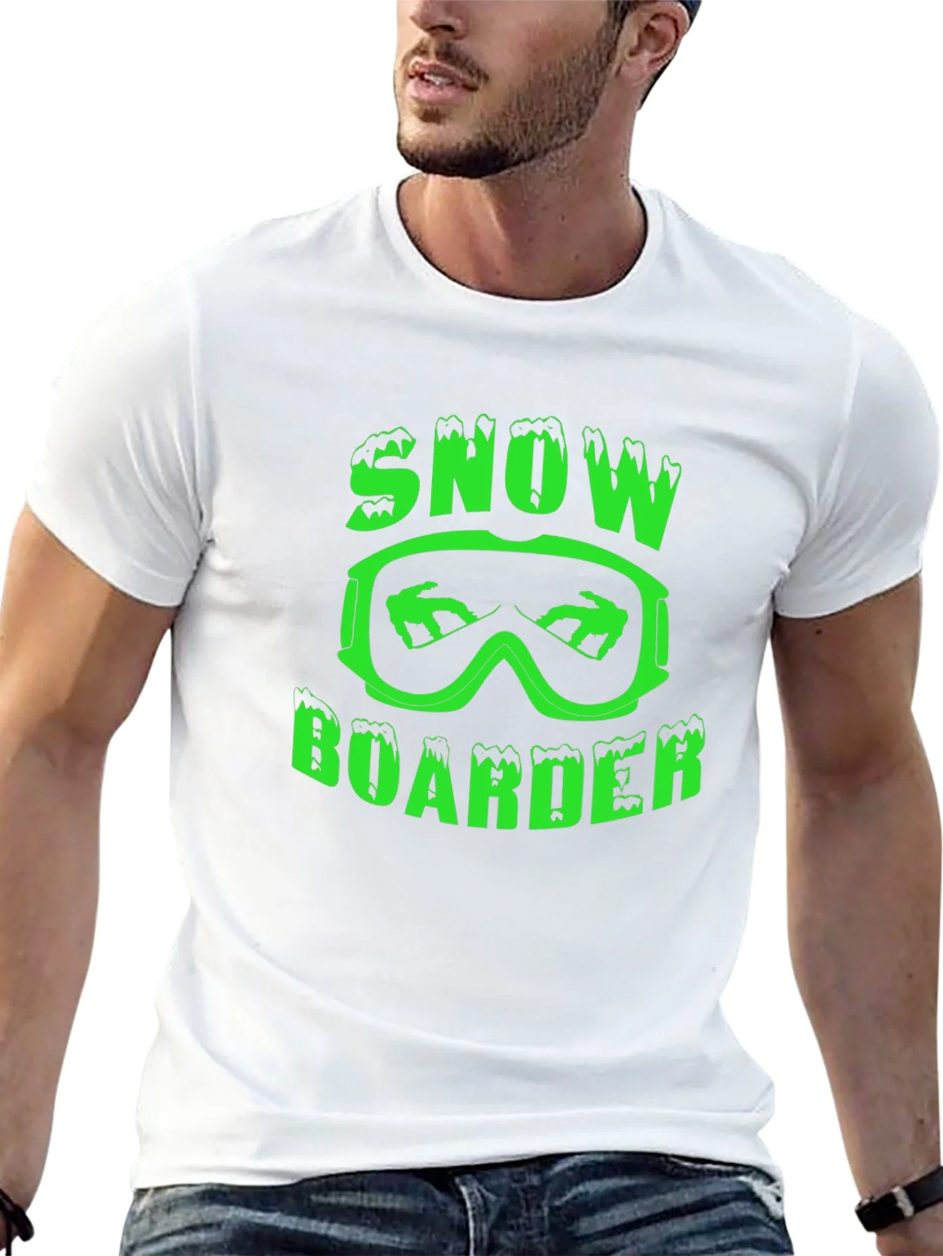 Camiseta Negra Snow Boarder Dise?o Gr¨¢fico ¨²nico