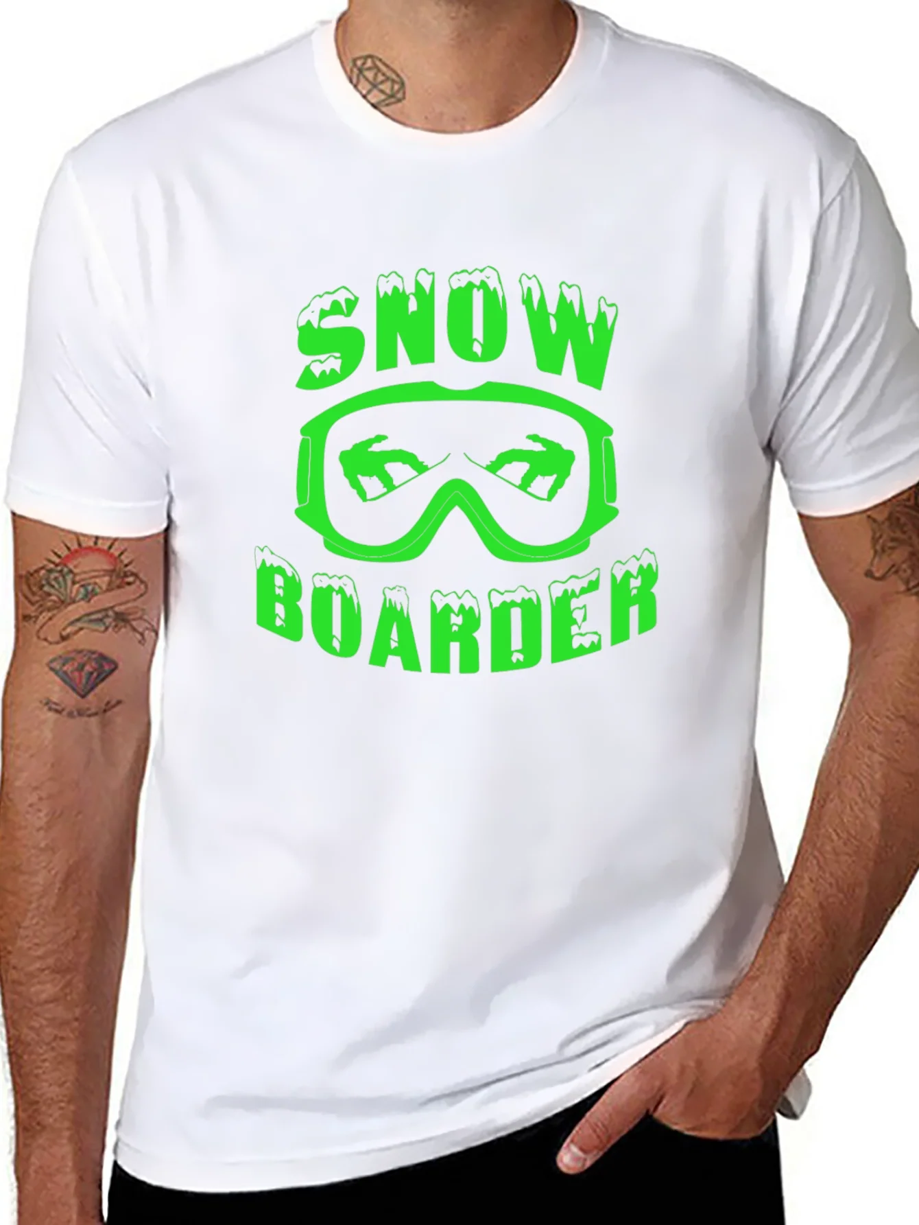 Camiseta Negra Snow Boarder Dise?o Gr¨¢fico ¨²nico