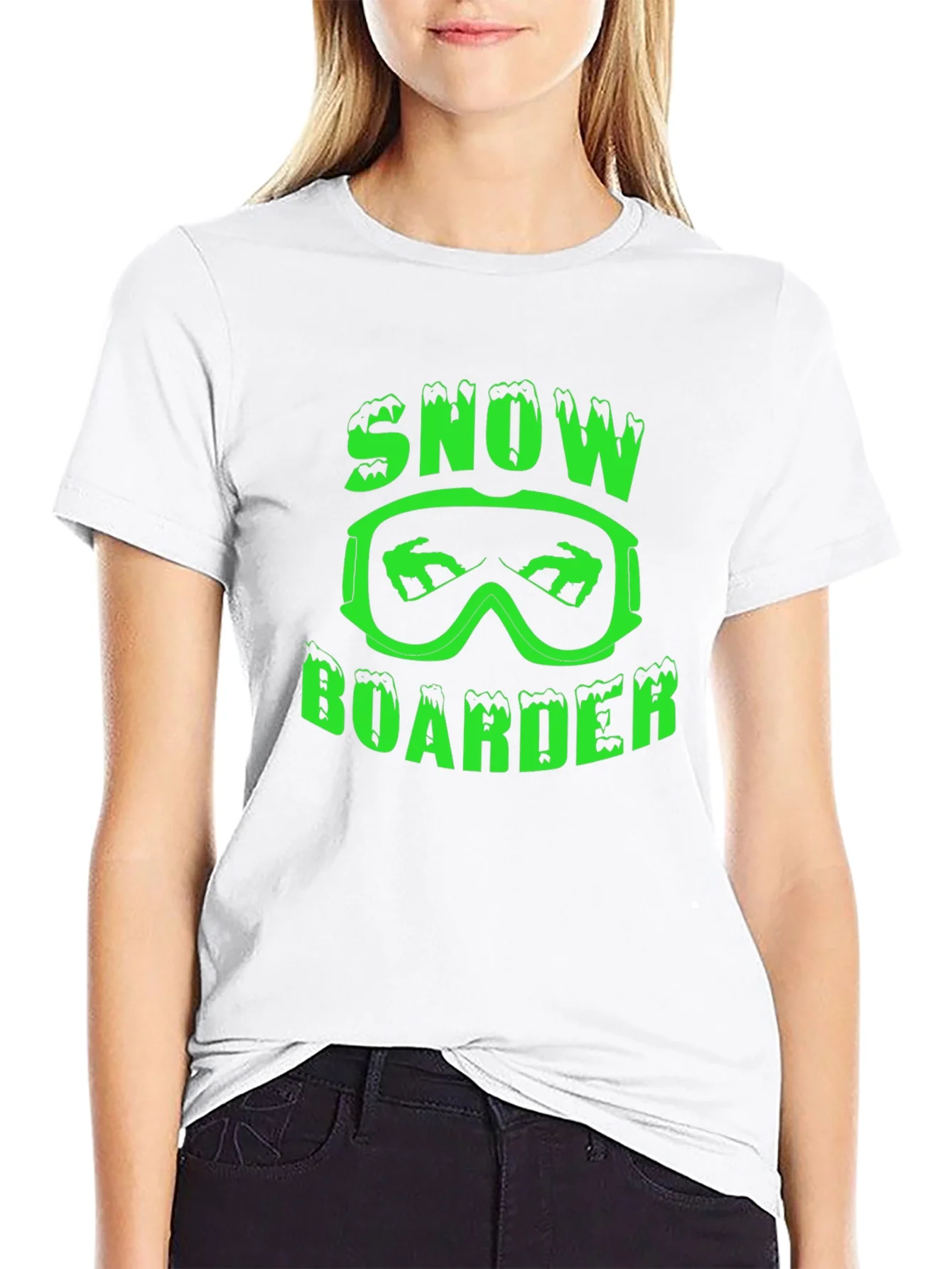 Camiseta Negra Snow Boarder Dise?o Gr¨¢fico ¨²nico