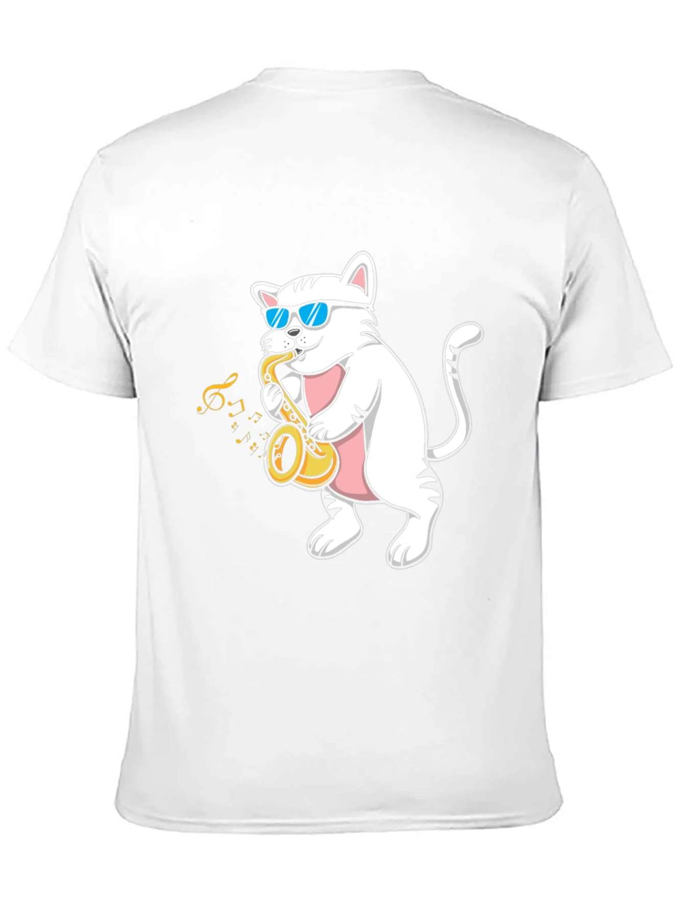 Camiseta Negra Gato M¨²sico Saxof¨®n