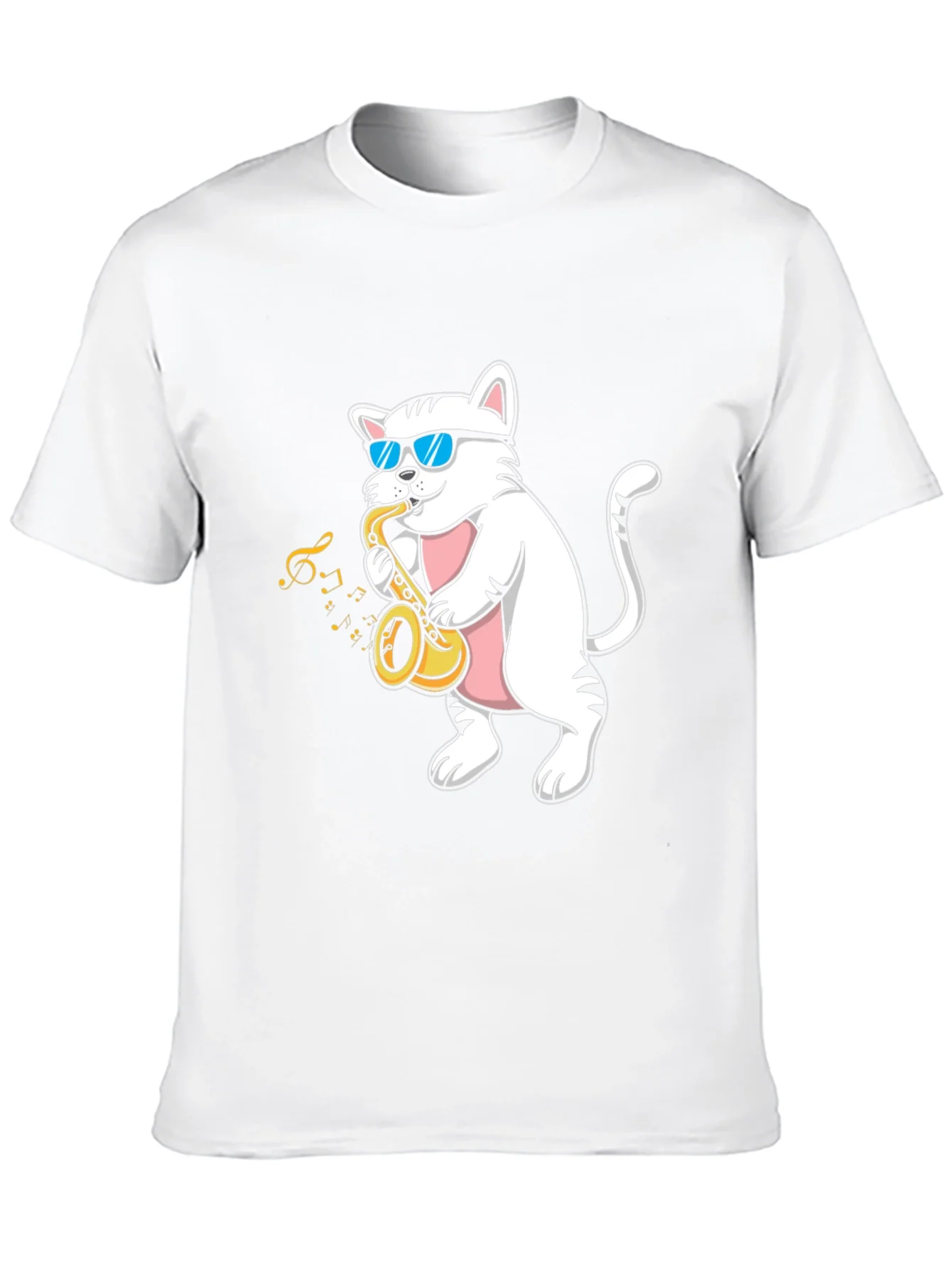 Camiseta Negra Gato M¨²sico Saxof¨®n