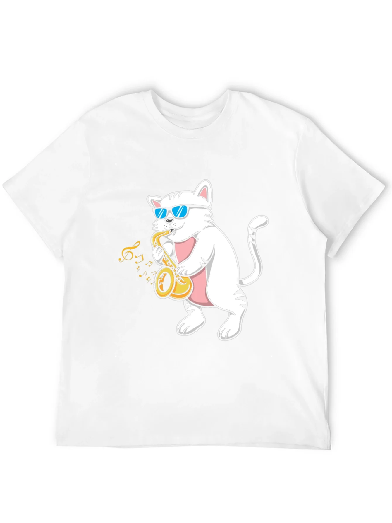 Camiseta Negra Gato M¨²sico Saxof¨®n