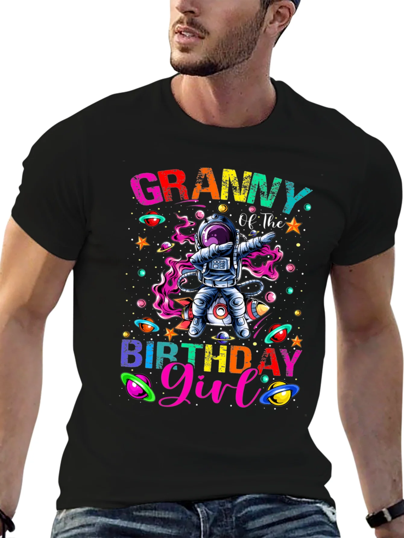 Rebbecca Granny Birthday Girl Space Astronaut T-Shirt