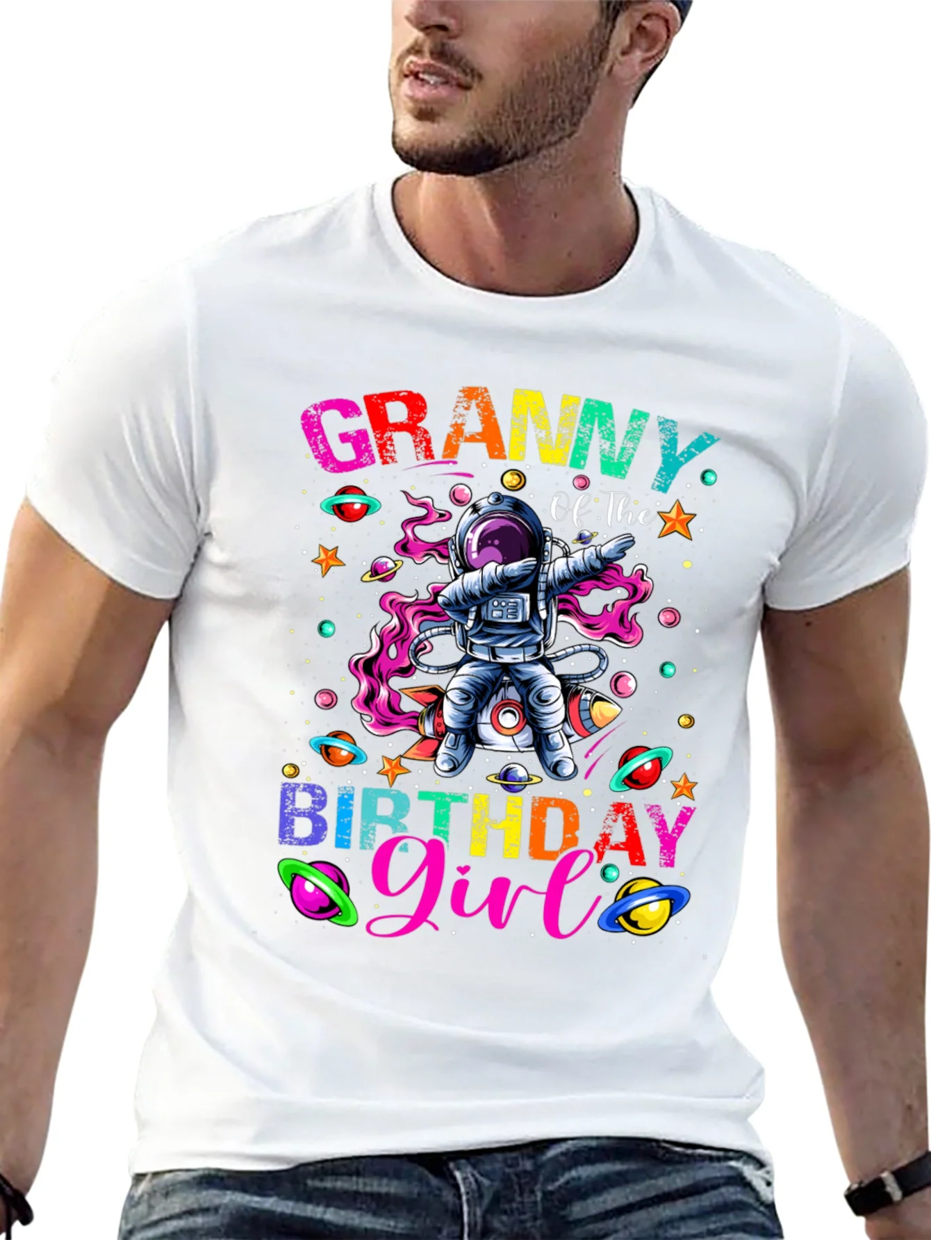 Rebbecca Granny Birthday Girl Space Astronaut T-Shirt
