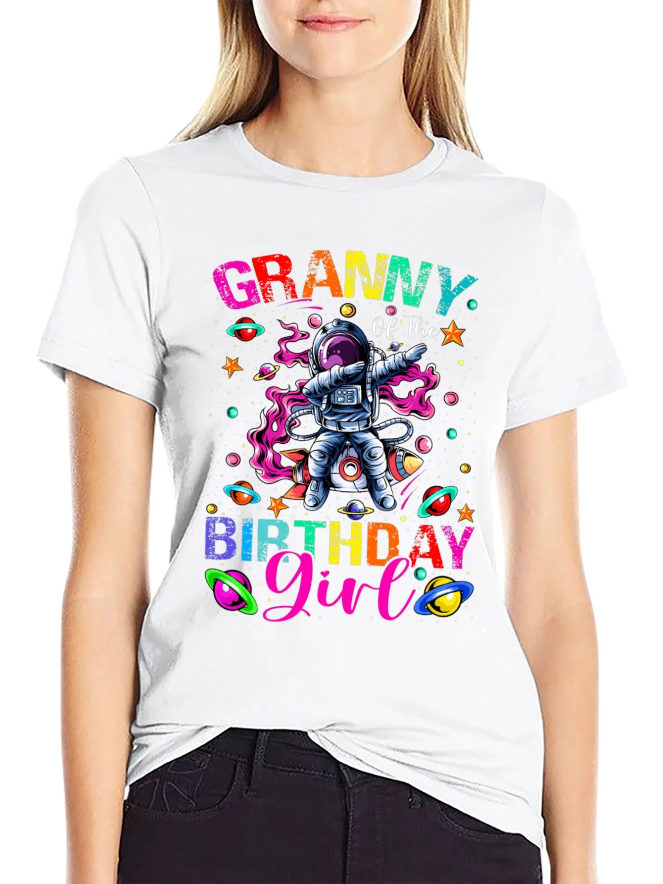 Rebbecca Granny Birthday Girl Space Astronaut T-Shirt
