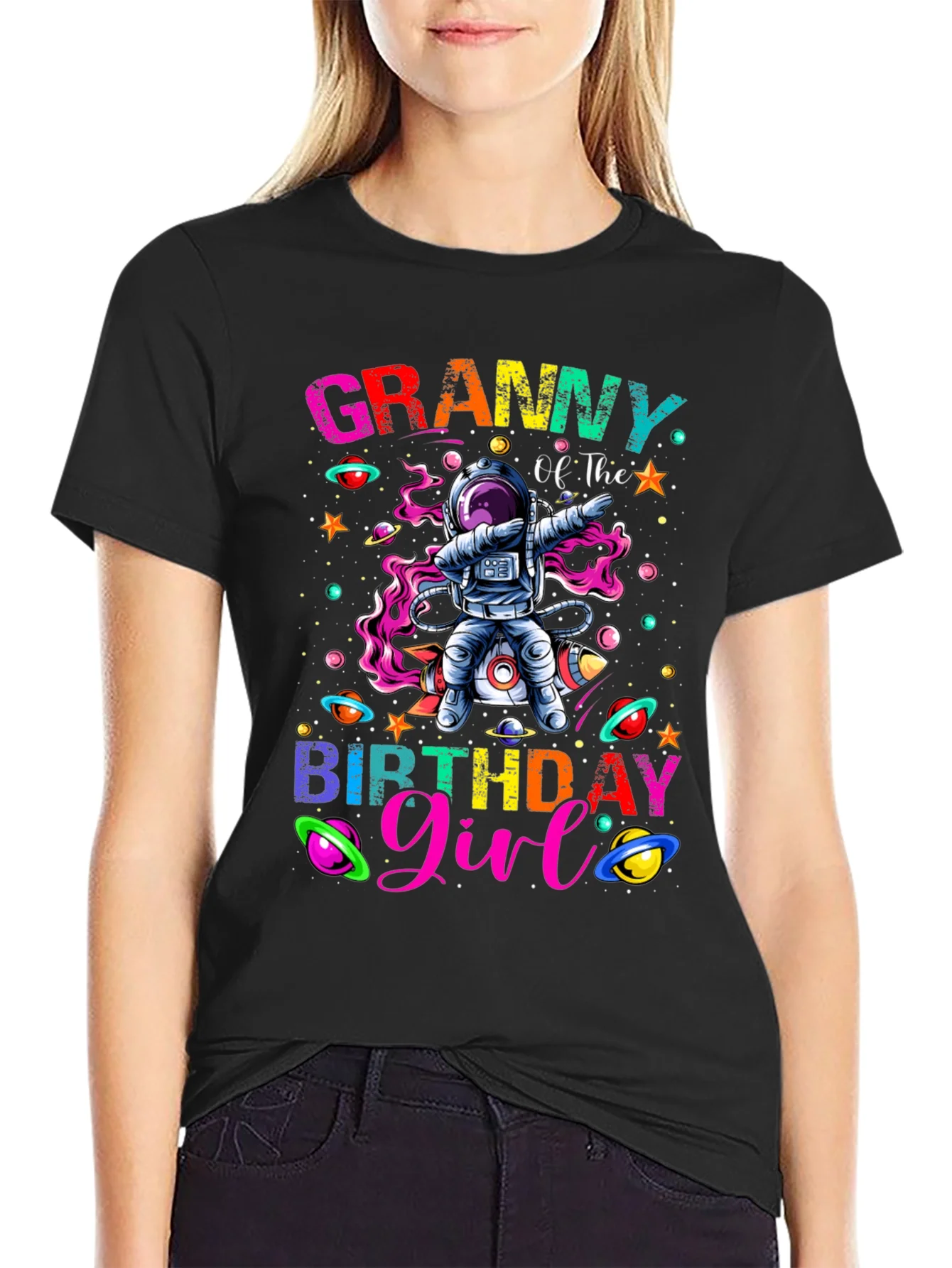 Rebbecca Granny Birthday Girl Space Astronaut T-Shirt