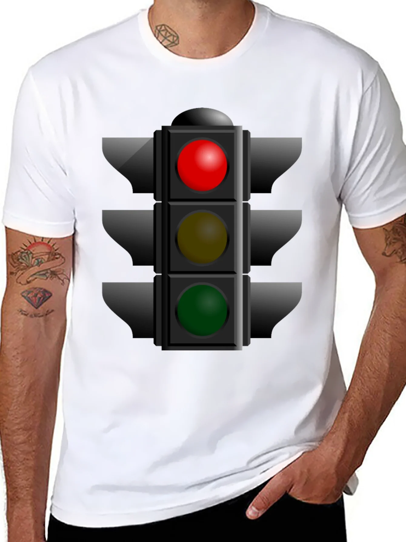 Rebbecca Traffic Light Graphic Tee - Novelty Stoplight Shirt