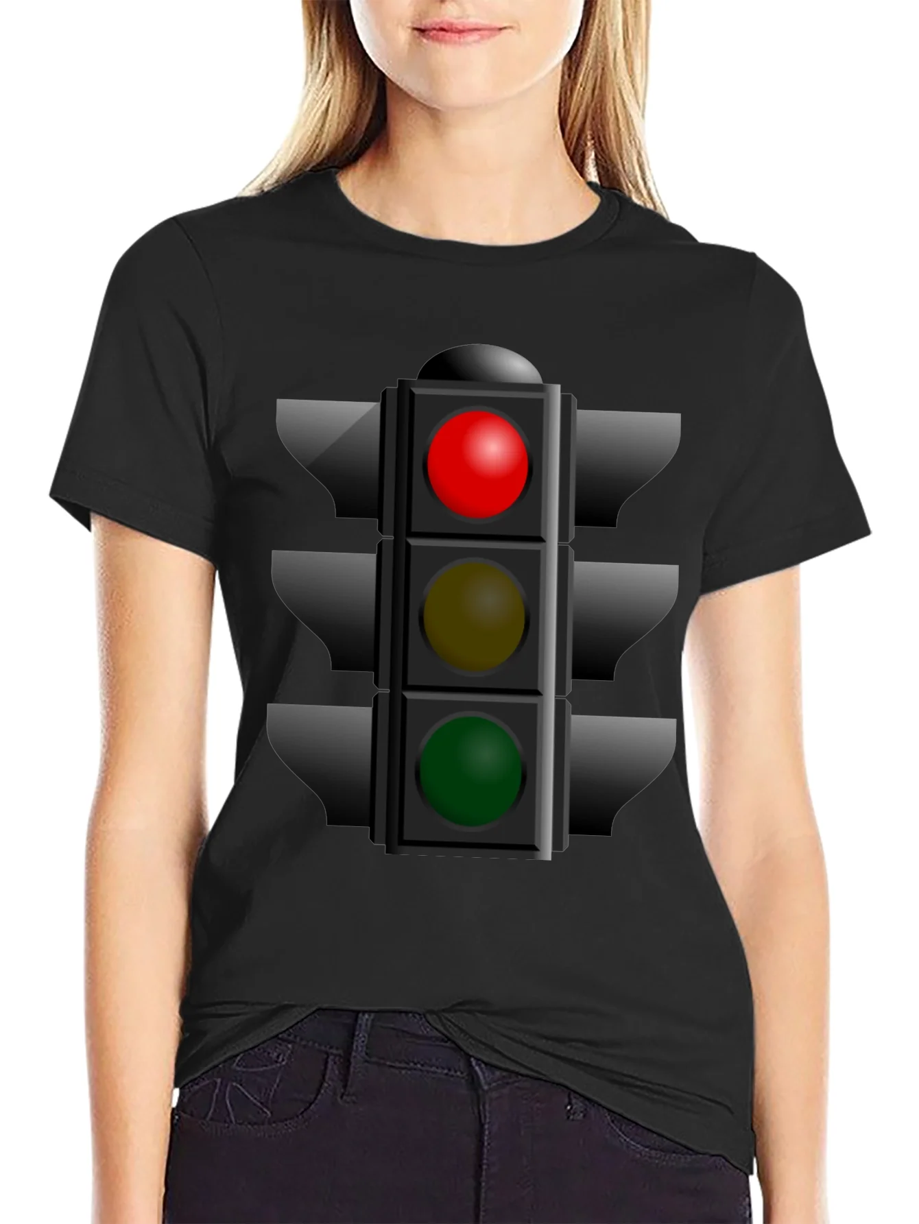 Rebbecca Traffic Light Graphic Tee - Novelty Stoplight Shirt