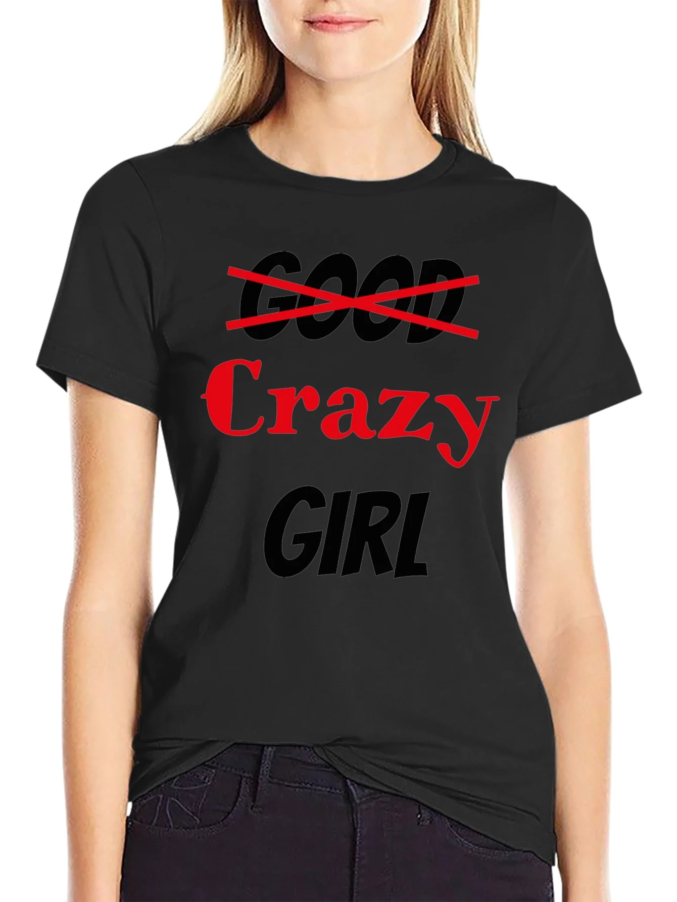 Camiseta Negra: Chica Loca (Crazy Girl)