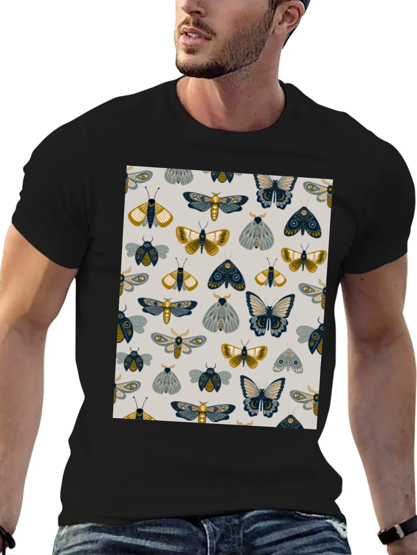 Rebbecca Moth & Butterfly Print Black Tee
