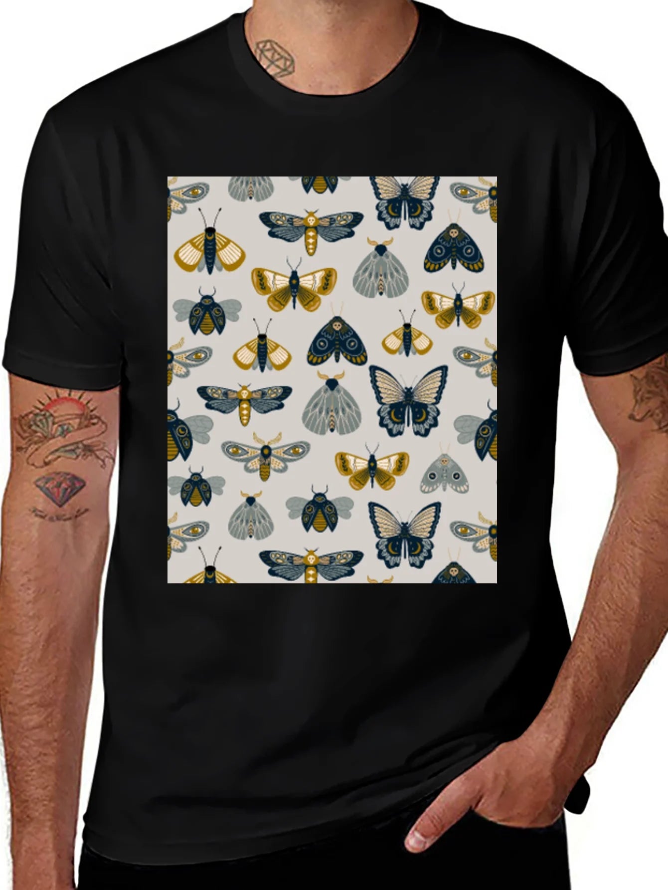 Rebbecca Moth & Butterfly Print Black Tee