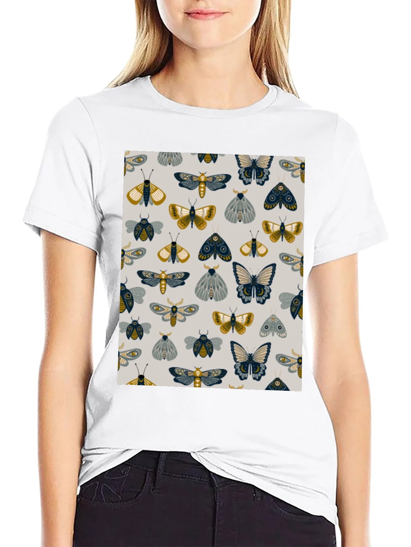 Rebbecca Moth & Butterfly Print Black Tee