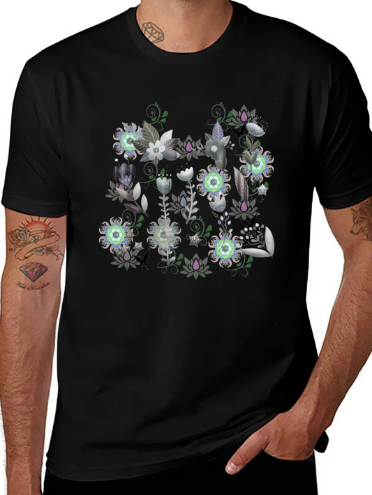 Rebbecca Floral Graphic Black T-Shirt - Stylish Mens Tee