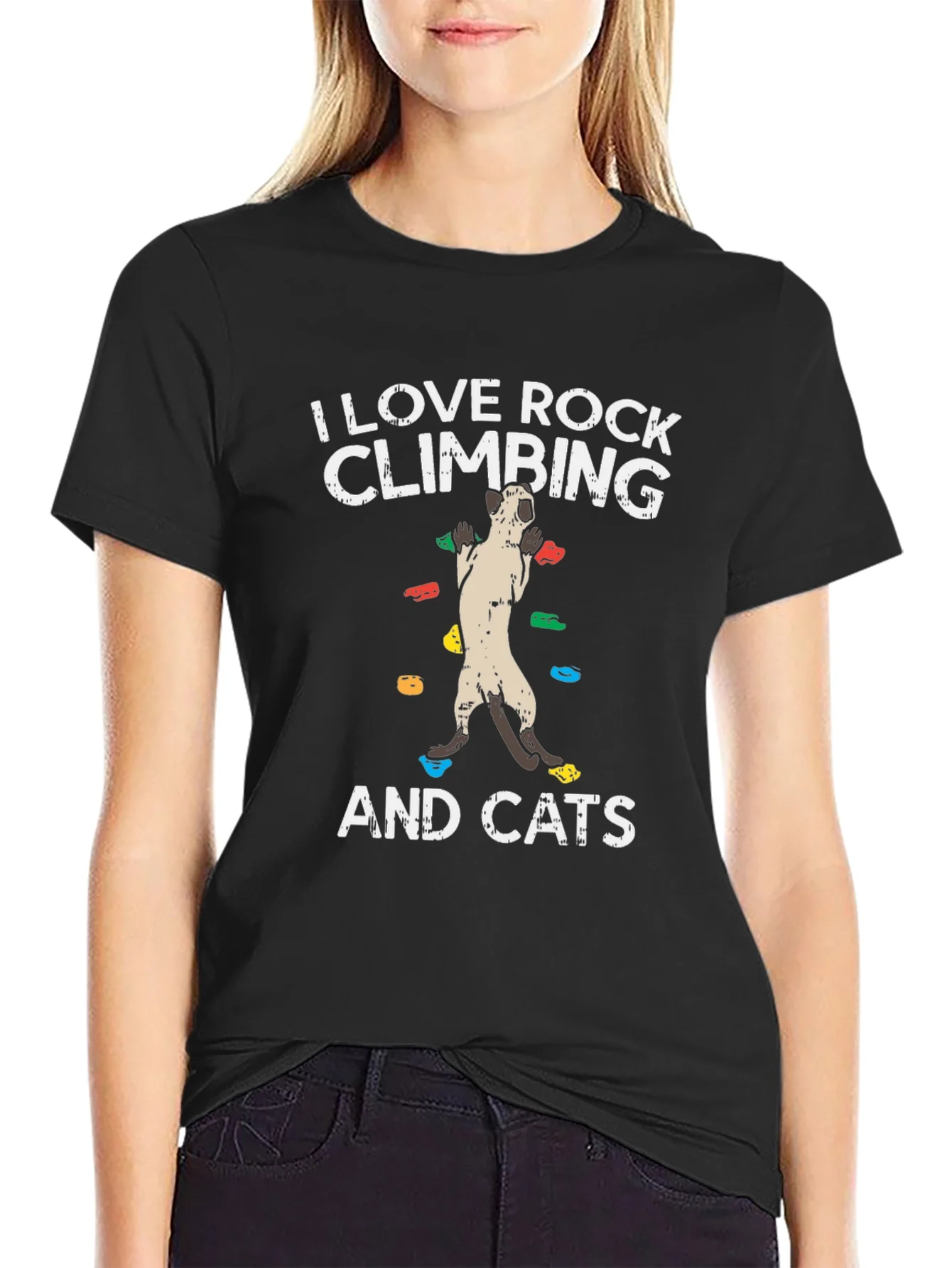 Camiseta Negra Amo Escalar y los Gatos
