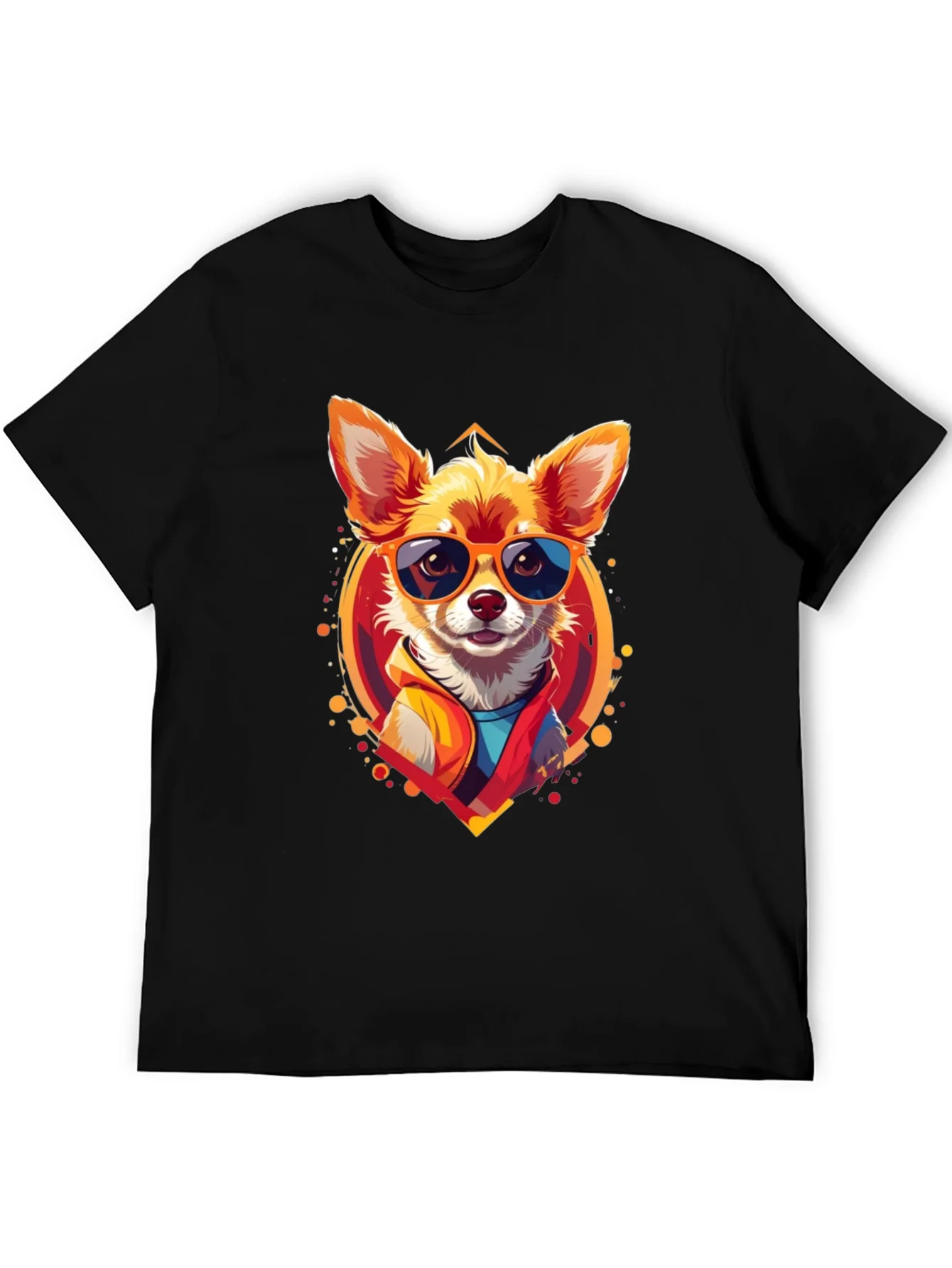 Camiseta Negra con Dise?o de Perro Chihuahua Cool