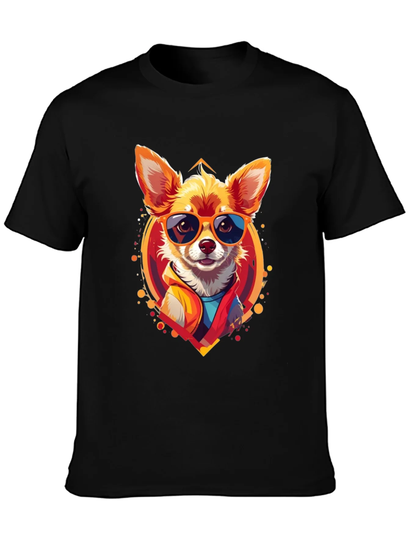 Camiseta Negra con Dise?o de Perro Chihuahua Cool