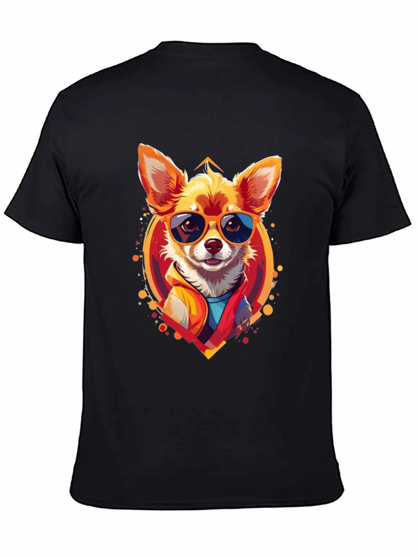 Camiseta Negra con Dise?o de Perro Chihuahua Cool