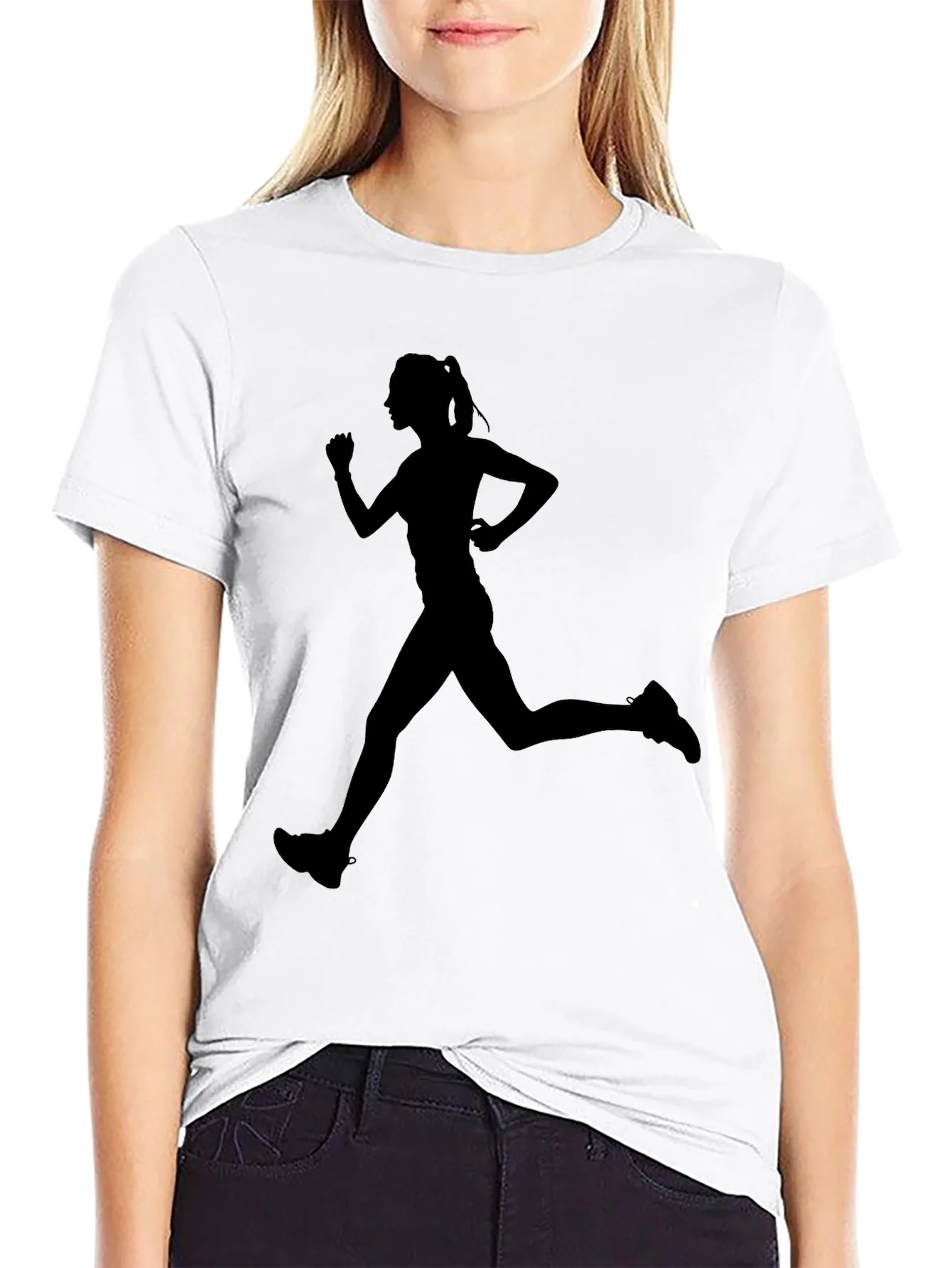 Rebbecca Runner Silhouette Graphic Tee - Black Cotton Blend