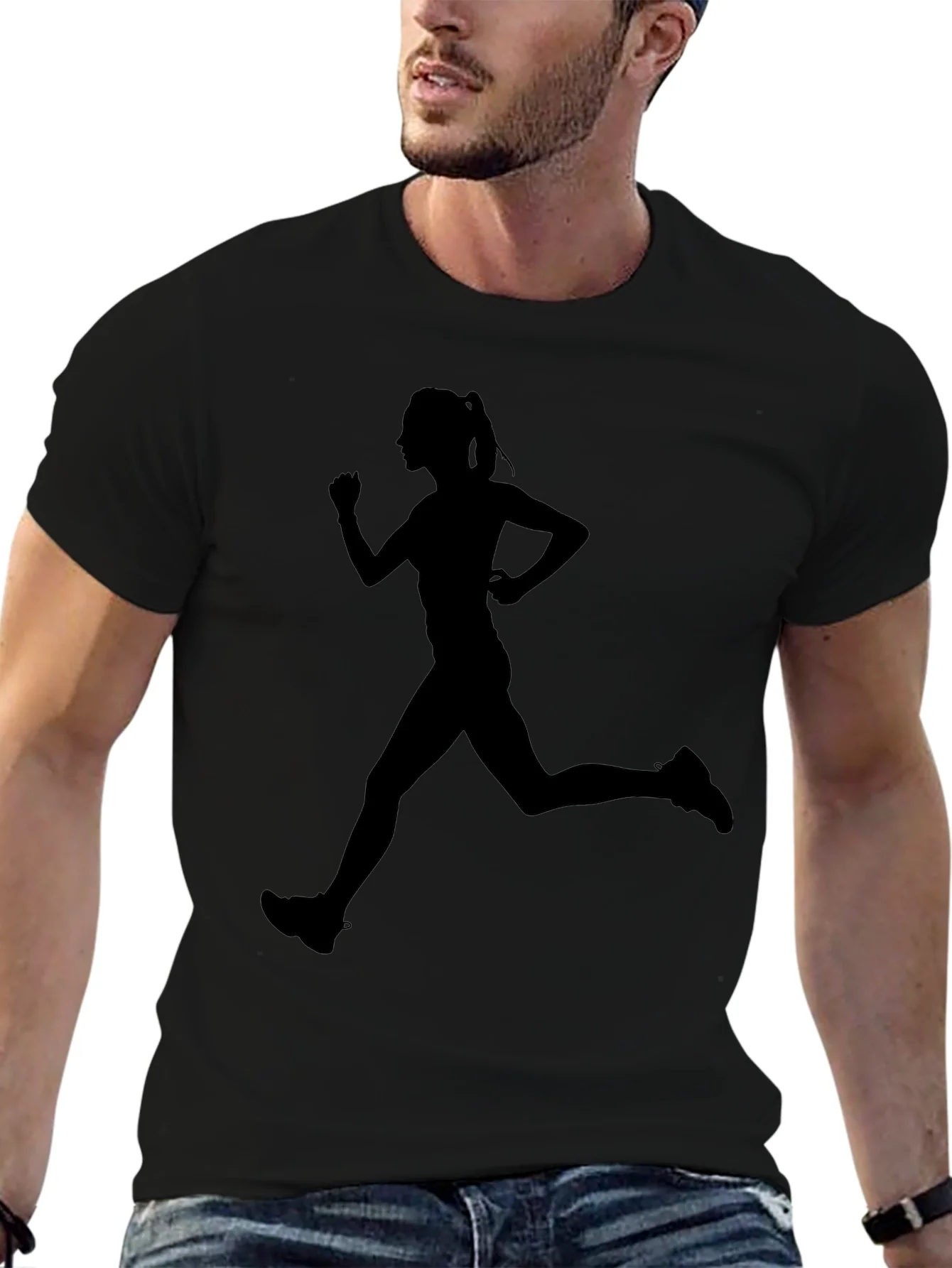 Rebbecca Runner Silhouette Graphic Tee - Black Cotton Blend
