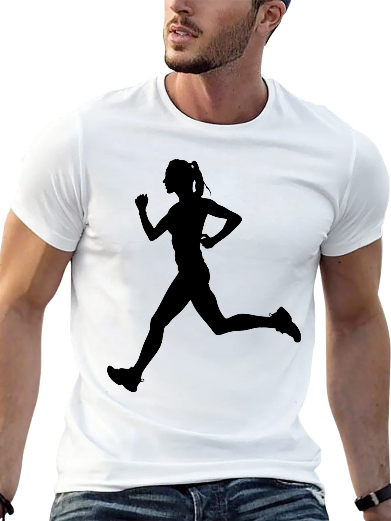 Rebbecca Runner Silhouette Graphic Tee - Black Cotton Blend