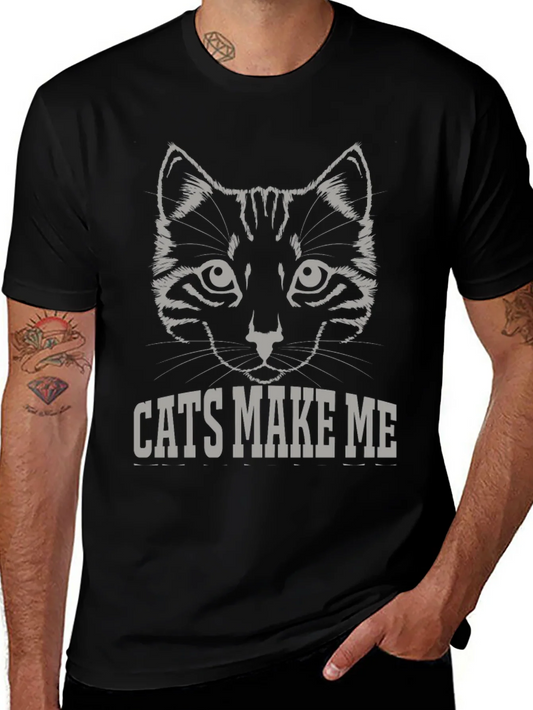 Camiseta Negra Cats Make Me Dise?o Gato