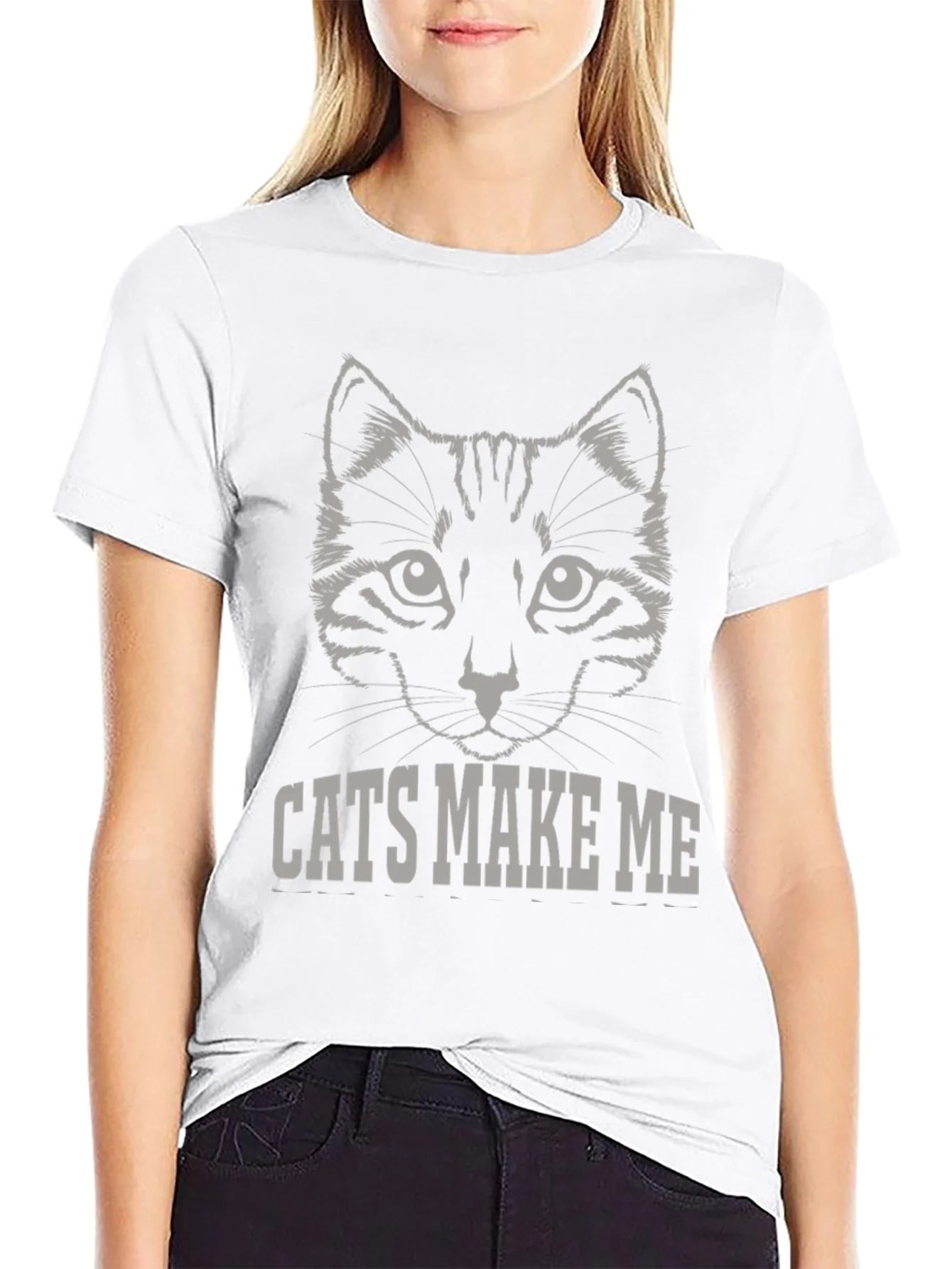 Camiseta Negra Cats Make Me Dise?o Gato