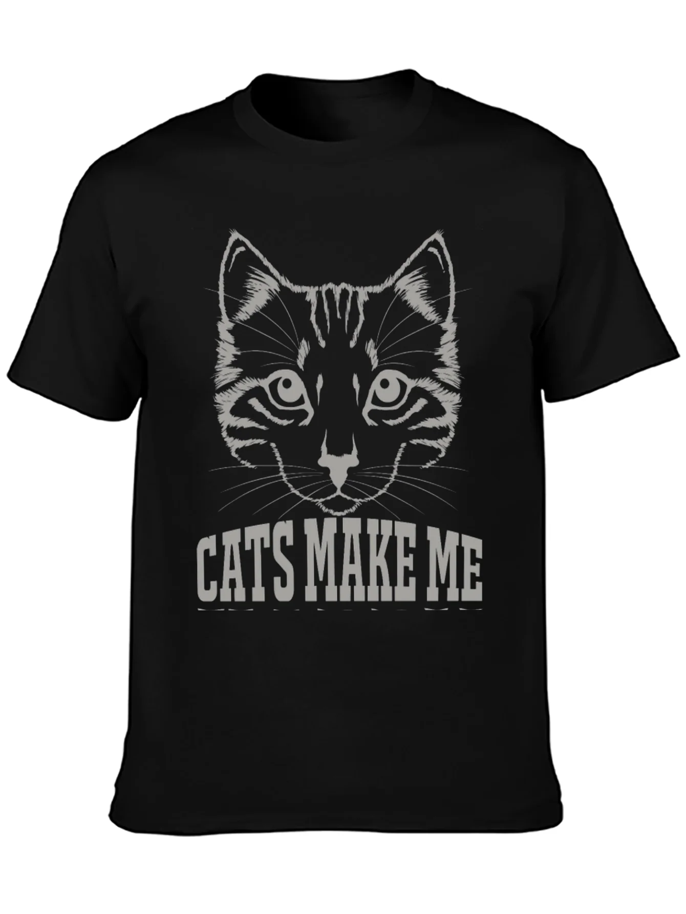 Camiseta Negra Cats Make Me Dise?o Gato