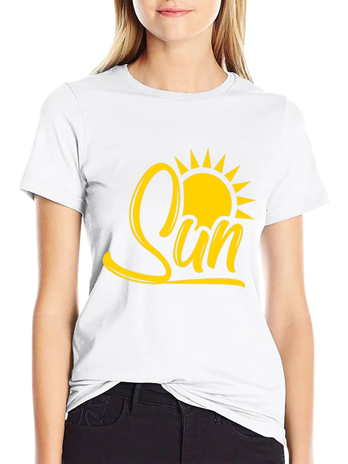 Rebbecca Sun Graphic Tee - Stylish Black Cotton T-Shirt