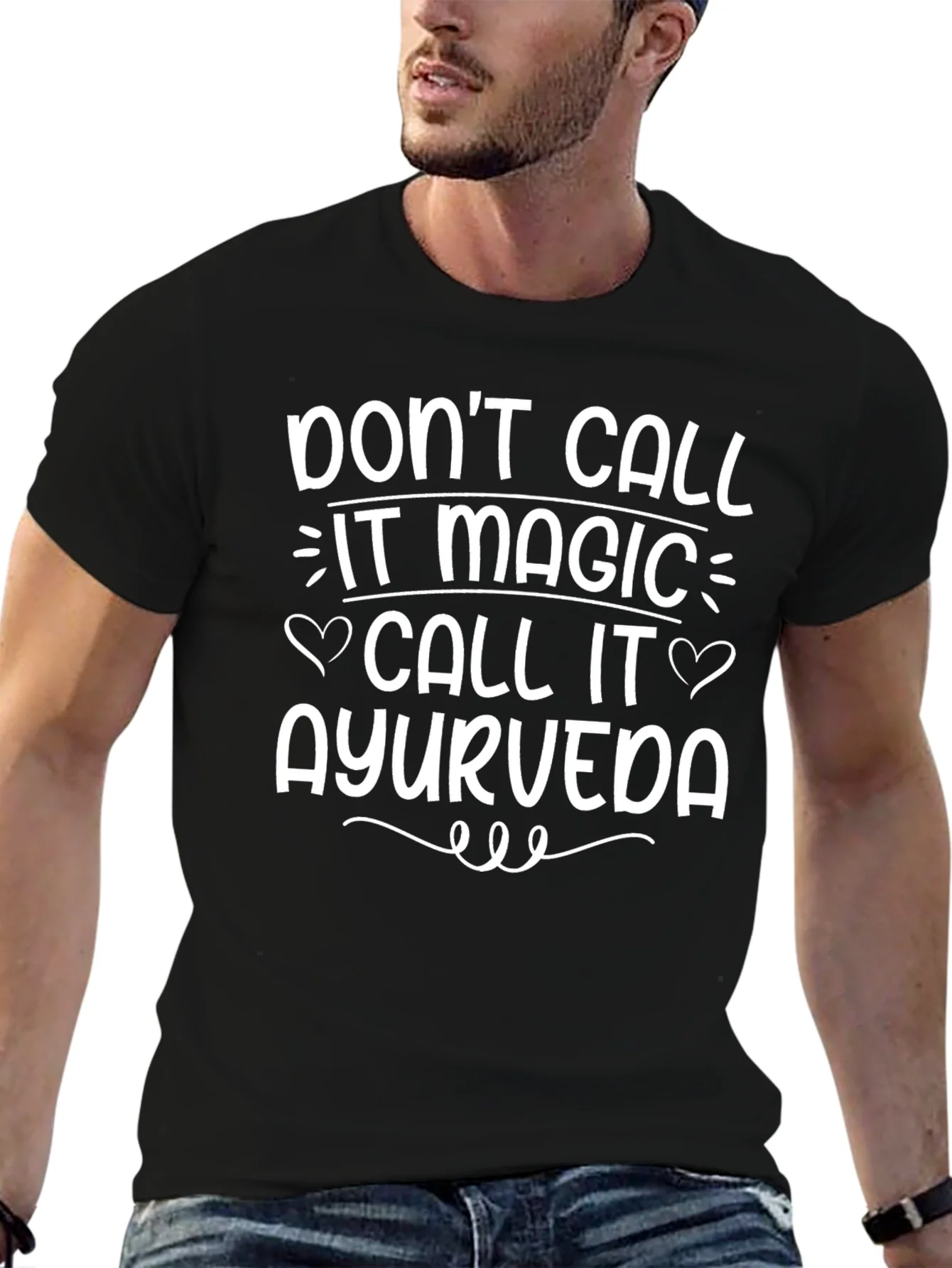 Camiseta Negra con Dise?o Divertido Ayurveda