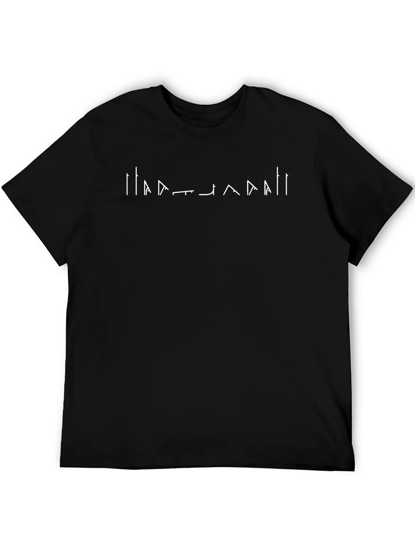 Camiseta Negra Hombre con Dise?o Abstracto Blanco