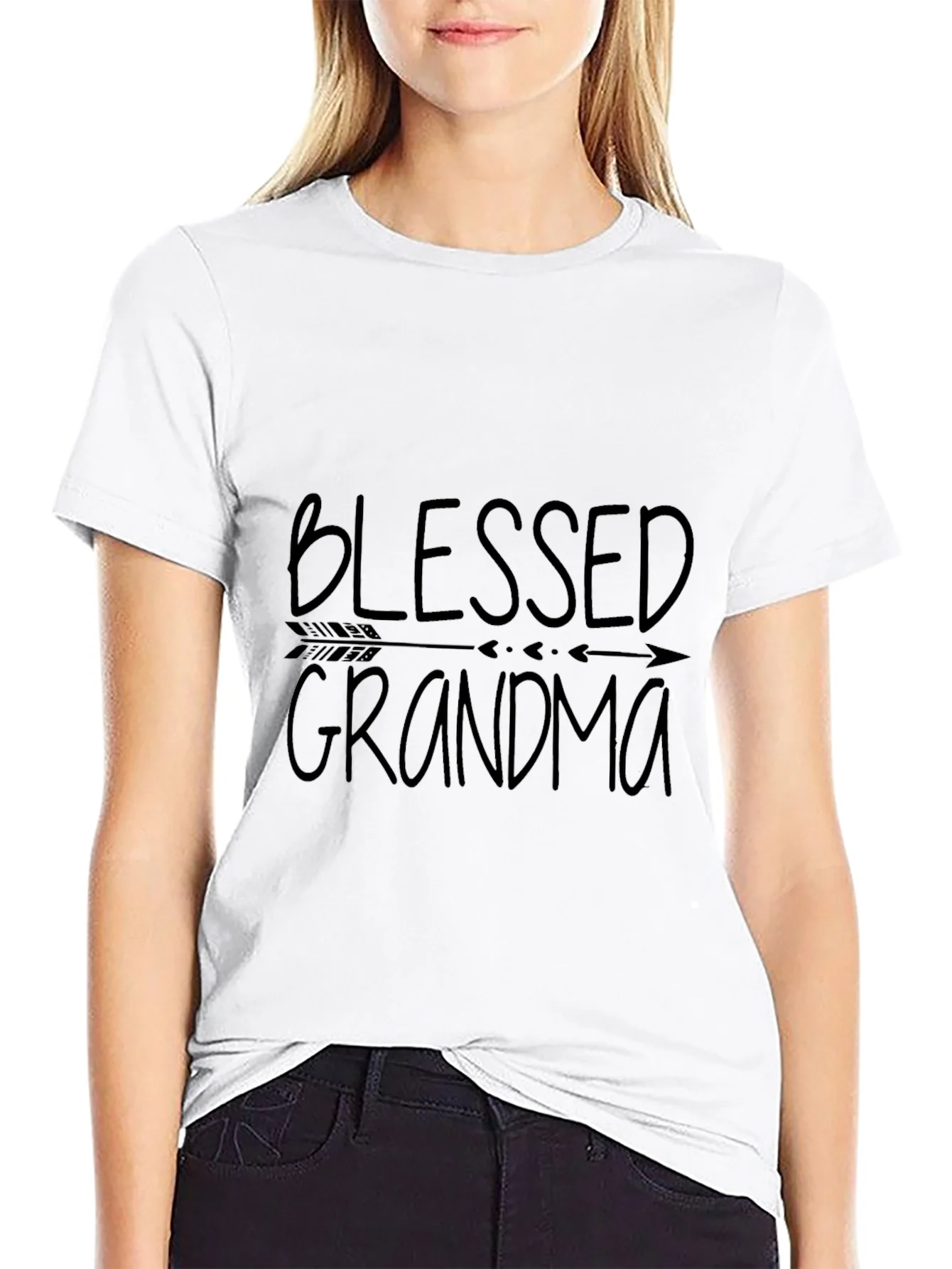 Camiseta Negra Blessed Grandma para Abuelas